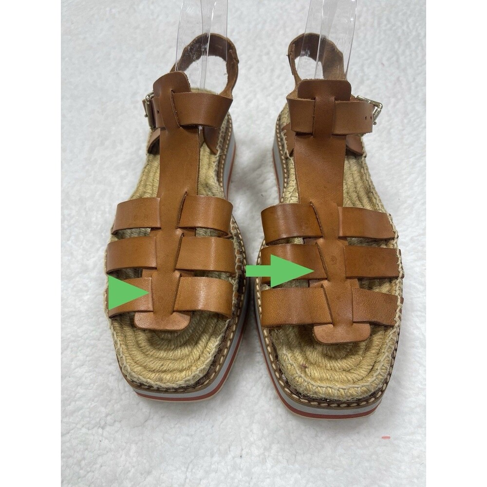 Anthropologie Women Sporty Platform Leather Tan Espadrille Sandals Shoes Size 40 - Picture 12 of 13